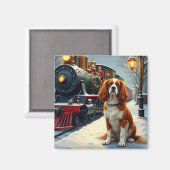 Aimant Cavalier King Charles Spaniel Christmas Train (Recto/Verso)
