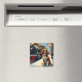 Aimant Cavalier King Charles Spaniel Christmas Train (In Situ (Lave-vaisselle))