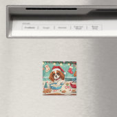 Aimant Cavalier King Charles Spaniel Cuisinant pour Noël (In Situ (Lave-vaisselle))