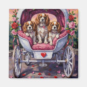Aimant Cavalier King Charles Spaniel Dog Valentine's Day (Devant)