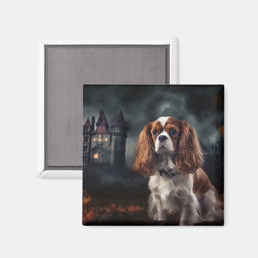 Aimant Cavalier King Charles Spaniel Halloween effrayant (Recto/Verso)