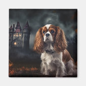 Aimant Cavalier King Charles Spaniel Halloween effrayant (Devant)