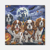 Aimant Cavalier King Charles Spaniel Halloween Éffrayant (Devant)
