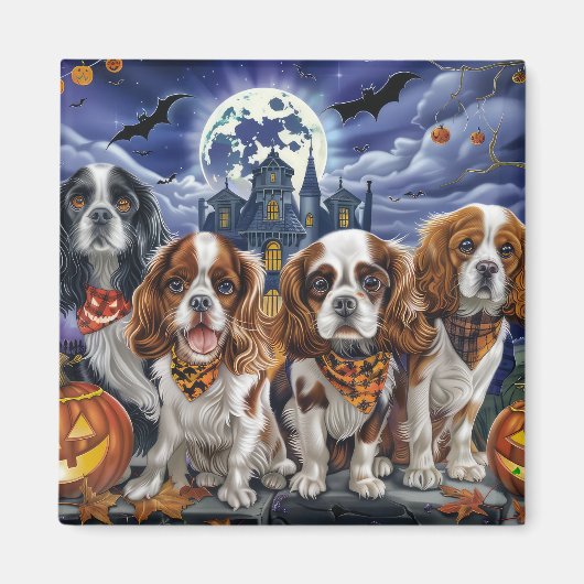 Aimant Cavalier King Charles Spaniel Halloween Éffrayant (Devant)