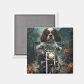 Aimant Cavalier King Charles Spaniel Halloween effrayant (Recto/Verso)