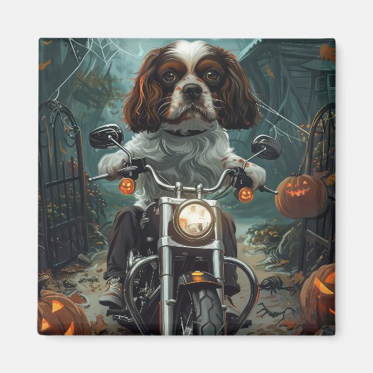 Aimant Cavalier King Charles Spaniel Halloween Épouvantab (Devant)