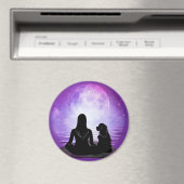 Aimant Cavalier King Charles Spaniel Lune Violette Art (In Situ (Lave-vaisselle))