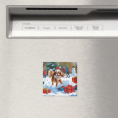 Aimant Cavalier King Charles Spaniel Neige avec Noël (In Situ (Lave-vaisselle))