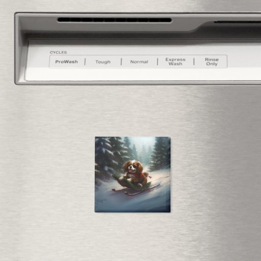 Aimant Cavalier King Charles Spaniel neige de Noël (In Situ (Lave-vaisselle))