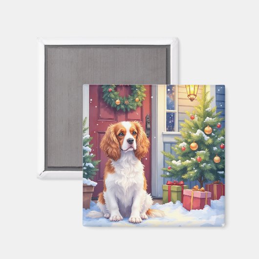 Aimant Cavalier King Charles Spaniel Noël enneigé (Recto/Verso)