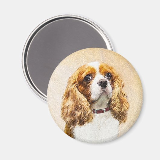 Aimant Cavalier King Charles Spaniel Peinture originale (Recto/Verso)