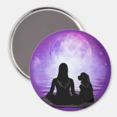 Aimant Cavalier King Charles Spaniel Purple Moon Art (Recto/Verso)