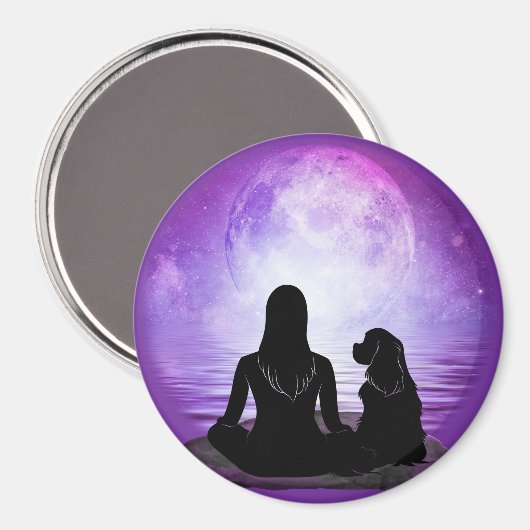 Aimant Cavalier King Charles Spaniel Purple Moon Art (Recto/Verso)