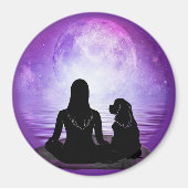 Aimant Cavalier King Charles Spaniel Purple Moon Art (Devant)