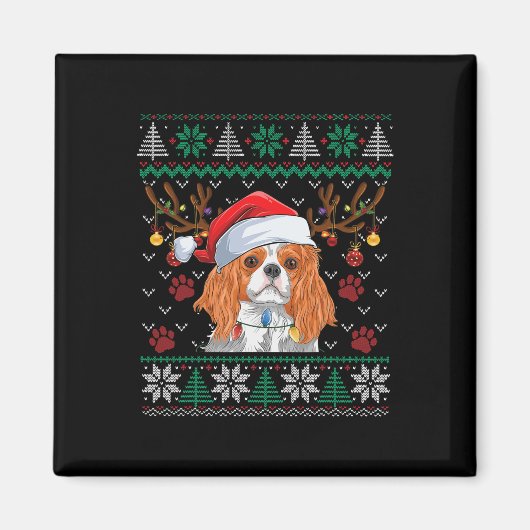 Aimant Cavalier Roi Charles Spaniel Père Noël Douille Lai (Devant)