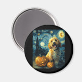 Aimant Cavapoo Cute Dog Halloween Jack-o'-lantern Citroui (Recto/Verso)