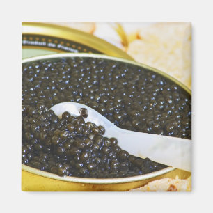 Aimant Caviar noir et cuillère en nacre pour