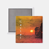 Aimant Cavtat, Croatie vue sur Sunset 1974 Filtre café (Recto/Verso)