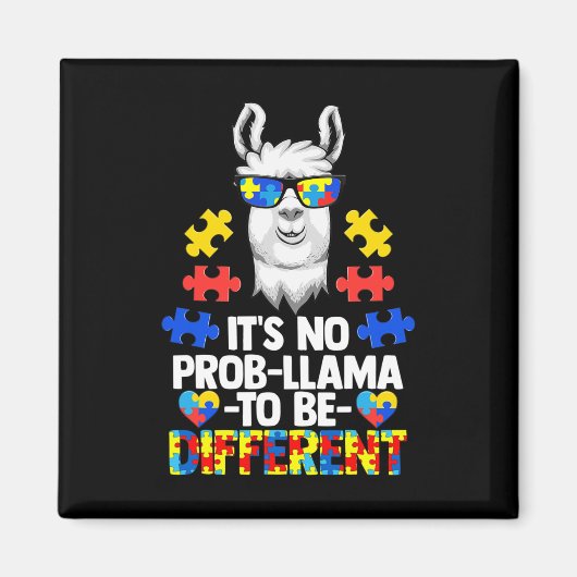 Aimant Ce n'est pas Prob-llama d'être différent Autisme F (Devant)