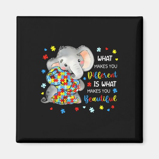 Aimant Ce qui vous rend différent, bel éléphant autisme (Devant)