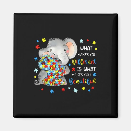 Aimant Ce qui vous rend différents beaux éléphants Autism (Devant)