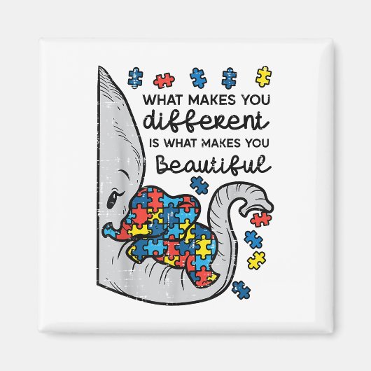 Aimant Ce qui vous rend différents beaux éléphants Autism (Devant)