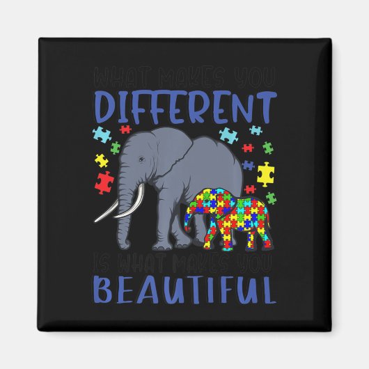 Aimant Ce qui vous rend différents éléphant maman Autisme (Devant)