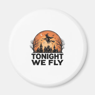 Aimant Ce Soir Nous Volons Vintage Sorcière Halloween Con
