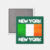 Aimant Célébration de la Saint-Patrick à NYC - Drapeau ir (Recto/Verso)