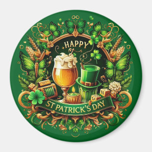 Aimant Célébration de la Saint-Patrick ornée d'or et de v