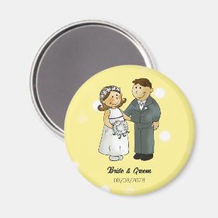 Aimant Célébration de mariage de mariée et marié mignons