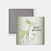Aimant Célébration de Noël Cerfs Verts Vacances Mignon (Recto/Verso)