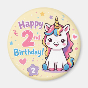 Aimant Célébration du 2e anniversaire de Licorne Arc-en-c