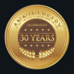 Aimant Célébration du 30e anniversaire Médaille d'or<br><div class="desc">Célébration de 30 ans d'or prix avec une couronne de laurier.</div>