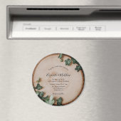 Aimant Célébration du Mariage Rustic Greenery & Wood Slic (In Situ (Lave-vaisselle))