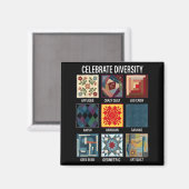 Aimant Célébrer la diversité artisanat de patchwork de co (Recto/Verso)