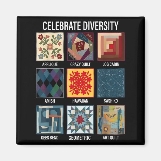 Aimant Célébrer la diversité artisanat de patchwork de co (Devant)