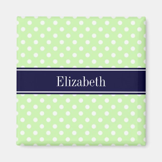Aimant Céleri et pois blancs Navy Nom Monogramme (Devant)