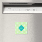 Aimant Celery Polka Dot Quatrefoil Turquoise 3 Monogramme (In Situ (Lave-vaisselle))
