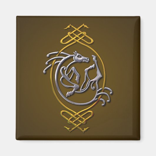 Aimant Céleste Horse Knotwork - Argent & Or (Devant)