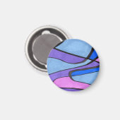 Aimant Cellules abstraites fluides en bleu violet rose (Recto/Verso)