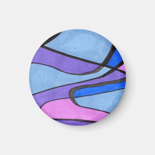 Aimant Cellules abstraites fluides en bleu violet rose (Devant)