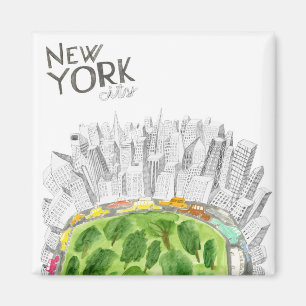 Aimant Central Park et collage de New York City
