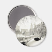Aimant Central Park Winter - Neige sur Bow Bridge (Recto/Verso)