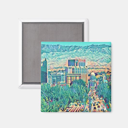 Aimant Centre-ville artistique Boise Idaho (Recto/Verso)