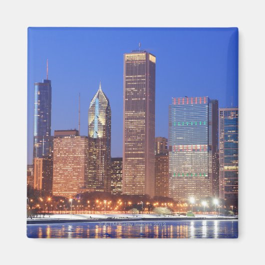 Aimant Centre-ville de Chicago avec gratte-ciel, y compri (Devant)