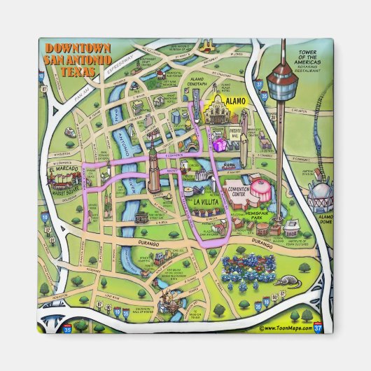 Aimant Centre-ville de San Antonio Texas (Devant)