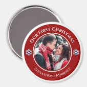 Aimant Cercle blanc rouge de Noël avec les textes inférie (Recto/Verso)