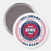 Aimant Cercle bleu blanc rouge du Delaware (Recto/Verso)