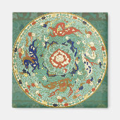 Aimant Cercle chinois antique bleu vert (Devant)